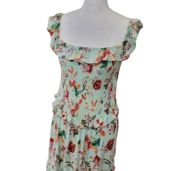 Abel The Label Floral Maxi Dress Size M – Boho Tiered Smocked Sleeveless Rayon - Picture 2 of 16